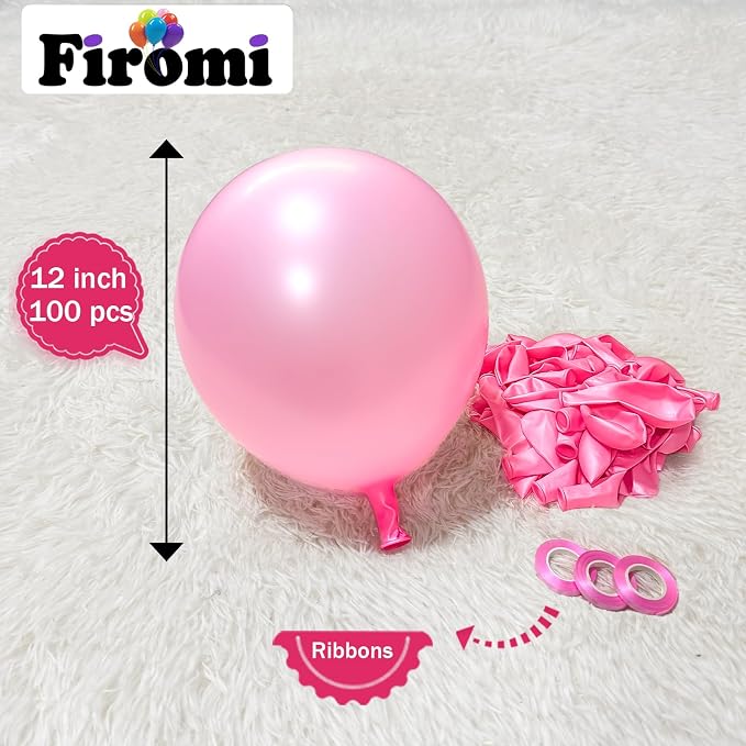 Firomi Pearl Light Pink Balloons 12-inch 100 Pack | Big Helium Round Pale Pink - Image 2