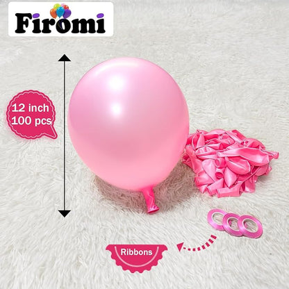 Firomi Pearl Light Pink Balloons 12-inch 100 Pack | Big Helium Round Pale Pink - Image 2