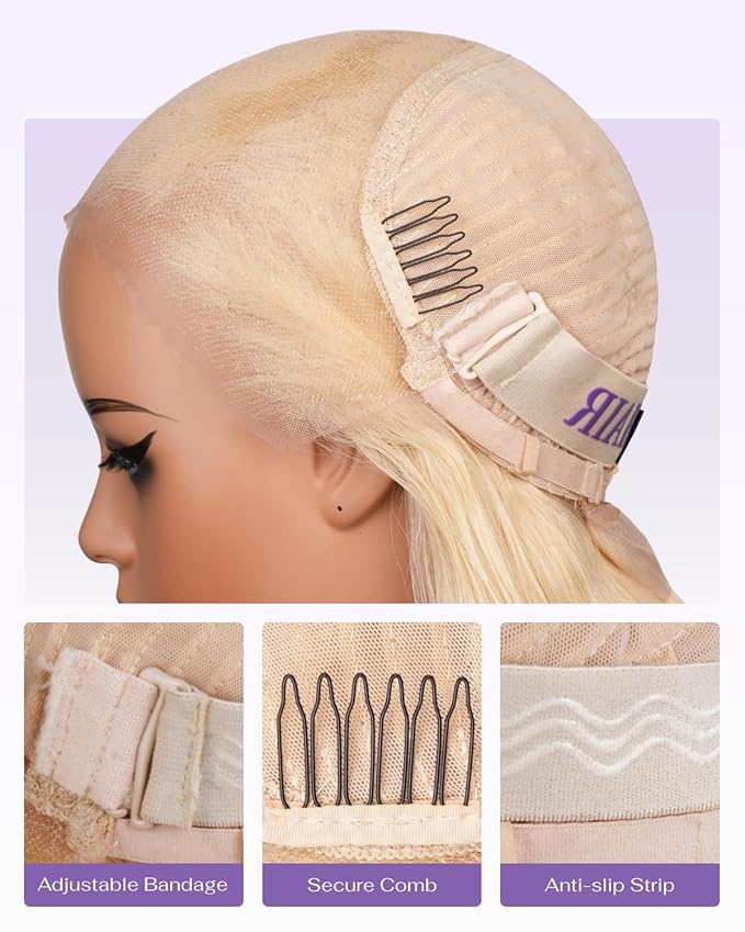 613 13x6 Lace Front Wig Human Hair 180 Density Body Wave Blonde Wig Human Hair 613 HD Lace Frontal Wigs 100% Real Human Hair No Synthetic Blend No Tangle No Shedding Triple Lifespan 3X 26 Inch