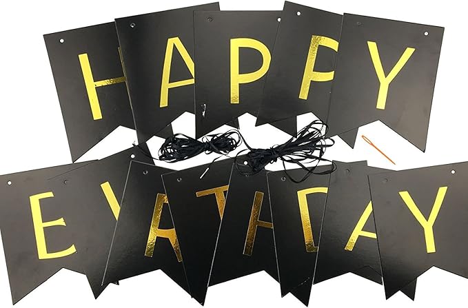 Fecedy Black Happy Birthday Bunting Banner - Image 4