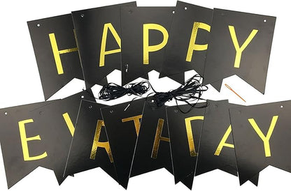 Fecedy Black Happy Birthday Bunting Banner - Image 4
