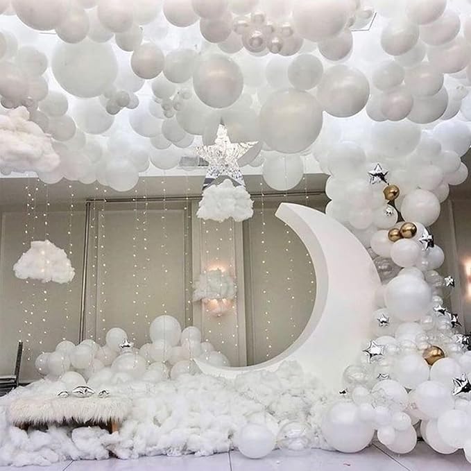 PartyWoo White Large Round Giant 4D Jumbo Foil Balloons 6pcs 22 Inch | 22 Inch - Image 2