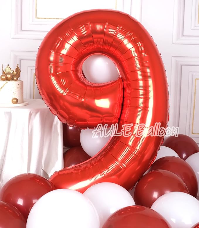 AULE 40 Inch Red 9 Balloon Number Foil 0-9 Birthday Big Numbers | Birthday - Image 4