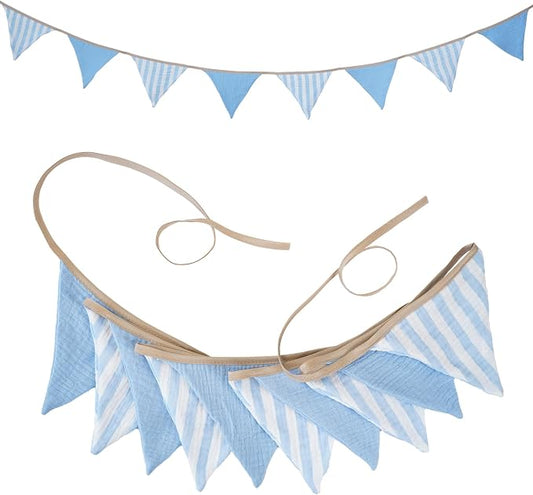 2Pcs Triangle Bunting Flag No-DIY Cotton Fabric Garland Reusable Party Banner by DIAKOPES