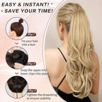 Blonde Ponytail Extension, Drawstring Ponytail Extension for Women 26 Inch Long Wavy Highlights Pony Tails Hair Extensions Synthetic Clip in Ponytail Hairpiece for Women(H24/88)
