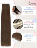DOORES Invisi Edge Human Hair Extensions Tape in, Chocolate Brown 10 Injection Tape-ins with 10 Injection Tape-ins 50g 24 Inch, Injected Tape in Extensions Virgin Human Hair