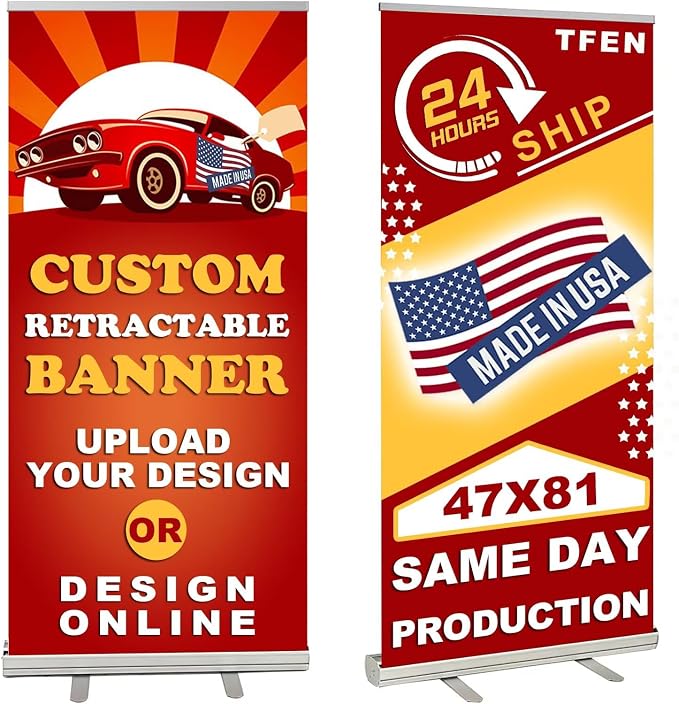 TFEN-Made in USA-Custom Pop up Banner Aluminum Retractable Banner 47"x81" by TFEN