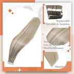 Full Shine Balayage Tape in Hair Extensions Human Hair Color 19 Grey Blonde Ombre 8 Ash Brown And 60 Blonde Seamless Invisible Tape Extensions 18Inch Remy Skin Weft for Wedding 100Gram 40Pcs