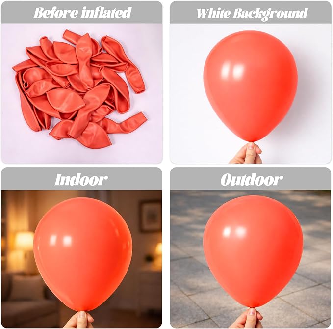 Voircoloria 105pcs Coral Red Party Latex Balloons, 12inch | - Image 3