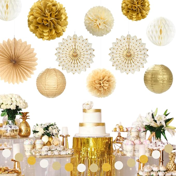 Beige-Gold Happy Retirement Party Decorations Banner Women Men Huglony | 21pcs - Image 5