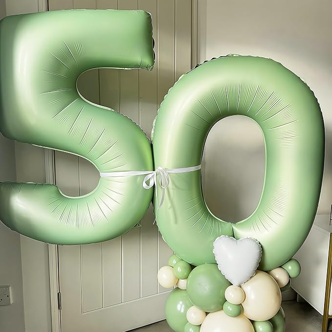 Sage Green Number 60 Balloon, 60 Balloon - Image 7