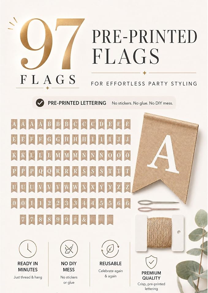 Pre-Printed Banner Kit – 97 BURLAP Flags - Image 7