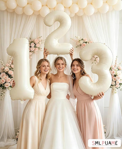 40 Inch Beige Number 1 Balloon for 1st Birthday Decorations Boys Girls - Image 4