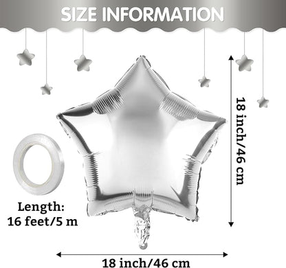 Fovths 12 Pieces Silver Foil Star Balloons 18 Inch Large Star Foil Balloon - Image 2