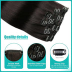 SURNEL Clip in Hair Extensions, Natural Black Human Hair Clip in Extensions 22 Inch 120g 6pcs Clip ins Hair(#1B,22'')