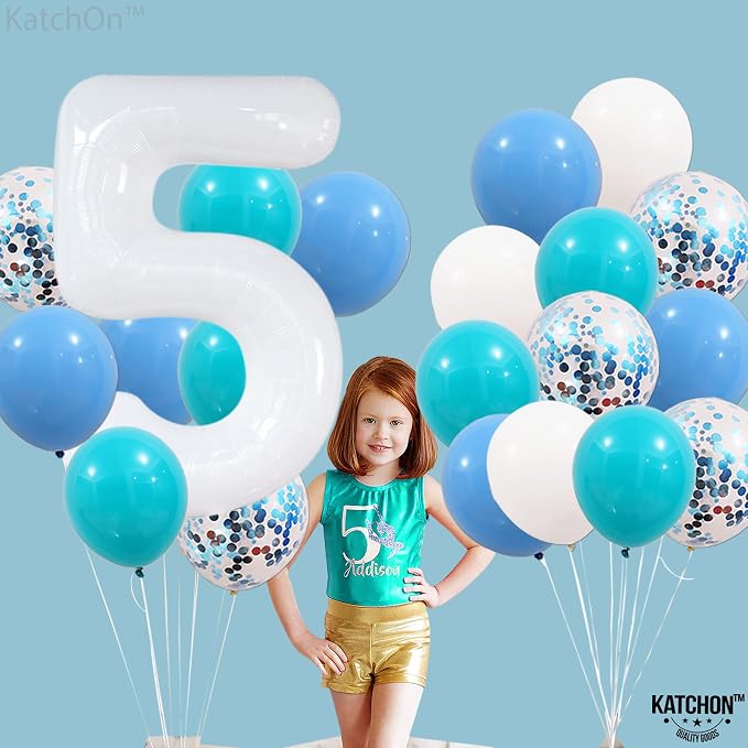 KatchOn White Number 5 Balloons - Image 2