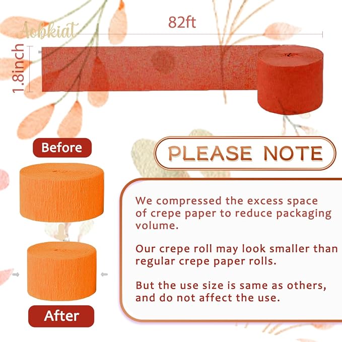 AOBKIAT Fall Thanksgiving Streamers Party Decorations, 5 Rolls | Orange Red - Image 6