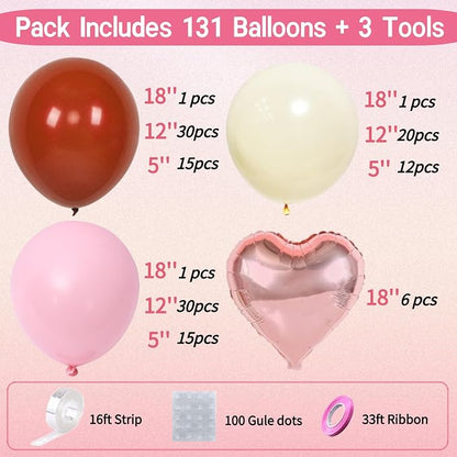 Burgundy Pink Balloon Arch Kit Birthday Decorations, 131 Balloons | 6 Rose Gold - Image 3