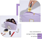 YOOLIFE Makeup Bag: Initial Monogram Cosmetic Travel Makeup Pouch, Purple for Women