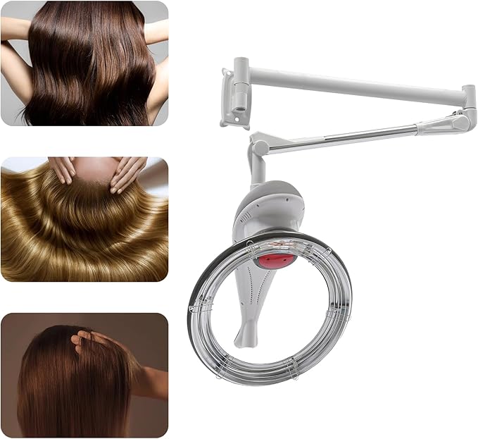 Hair Treatment Machine, 950W Wall Mount Orbiting Rotating Hair Processor for Salon Spa Family, Time Adjustable, Grey