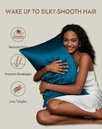 SilkSilky 100% Mulberry Silk Pillowcase - Pure 22 Momme High-Grade 6A Fibers for Hair & Skin, Envelope Closure, Natural, Organic, Breathable & Cooling Pillow Case (King, Teal)