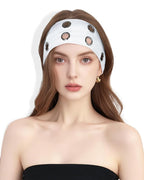 Grommet Headband for Women, White 23cm Hollow Out Elastic Hair Band, Eyelets Punk Grunge Stylish Hairband