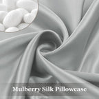 Adubor Silk Pillowcase for Hair and Skin with Hidden Zipper, Both Sides 23 Momme Silk Pillow Case, Standard Size 20×26 inches, Dark Grey, 2PCS