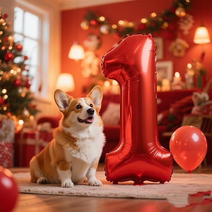 Number Balloons 1 Balloon Red for 1st Birthday Party Decorations, 40 inch | - Image 2