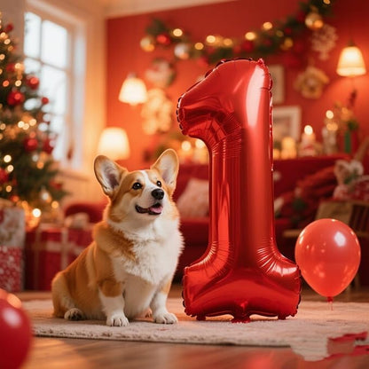 Number Balloons 1 Balloon Red for 1st Birthday Party Decorations, 40 inch | - Image 2