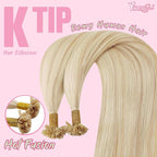 YoungSee K Tip Hair Extensions Highlight 14 Inch K Tips Hair Extensions Human Hair Ash Blonde Highlight Platinum Blonde Remy Keratin Tip Hair Extensions for Women Invisible 50g #18/613