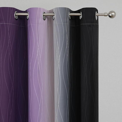 Black and Purple Ombre Blackout Curtains 45 Inch Length 2 Panels, Full Room - Image 4