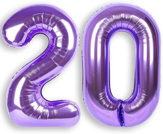 RainbowQ Purple 20 Balloon Number 40 Inch 0-40 Foil Large Balloons | Big Mylar by RainbowQParty