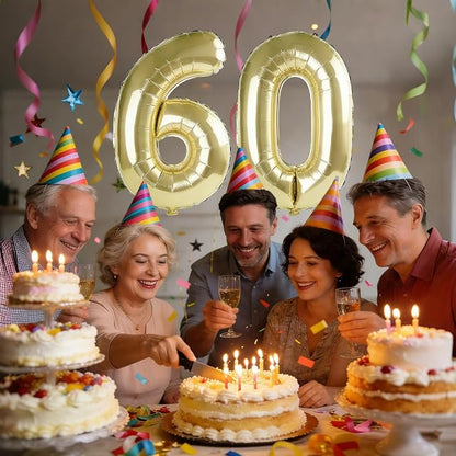 40 Inch Number 60 Balloons for 60th Birthday Party Decorations, 0-100 Champagne - Image 2