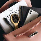 RHOS Mini Boar Bristle Hair brush for Women/Men/Kids-Small bamboo Paddle Brush for Smoothing/Detangling/Adding Shine-Travel Size bamboo Hair Brush for Pocket,Bag