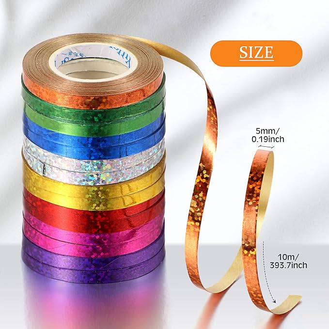 Shappy 15 Rolls Curling Ribbon 1/5" Wide x 11 Yards Total 165 Yards Balloon - Image 2