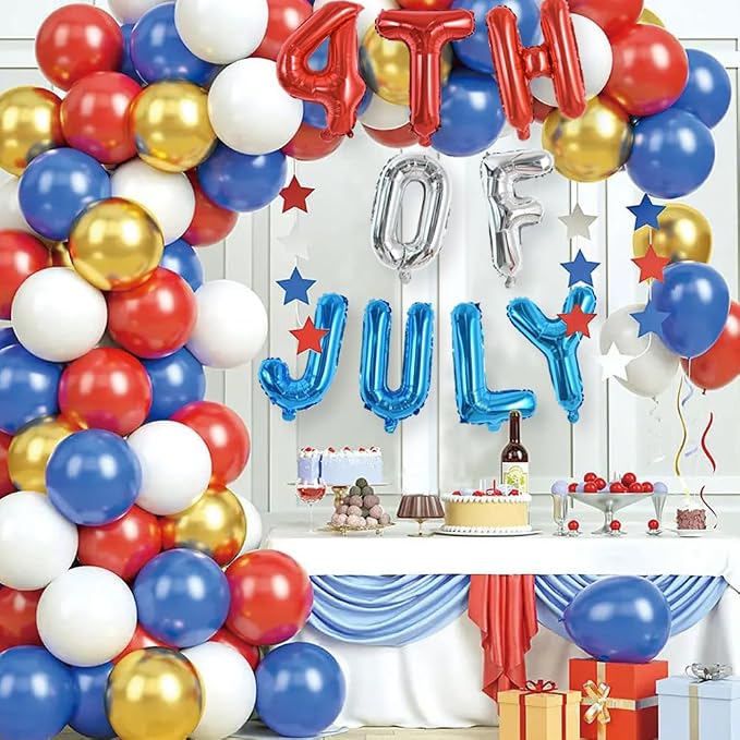 TONIFUL 16 Inch 4th of July Balloons Banner Fourth of July Letter Foil Balloons - Image 3
