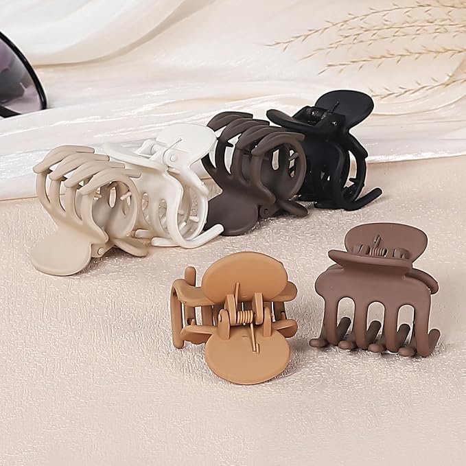 6 Pcs Hair Clips Small Claw Clips for Thin Hair Medium Matte Non-slip Hair Accessories for Women and Girls (Coffee)