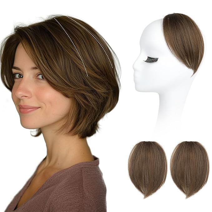 REECHO Clip in Hair Volumizer, 2PCS 6 inch Short Thick Clip in Hairpieces Adding Extra Volume Hair Extensions for Women (Ginger Brown)