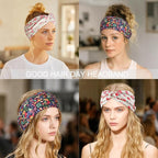 Artilady 6 Pack Boho Headbands for Women - Wide Bandana Headband Non Slip Stretchy Cheetah Flower Turban Headwarp Twisted for Girls