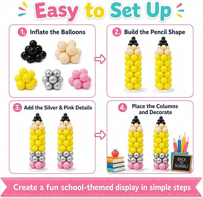 163Pcs Back to School Pencil Balloons | 12Inch Pencil Colorful Balloon DIY Arch - Image 5