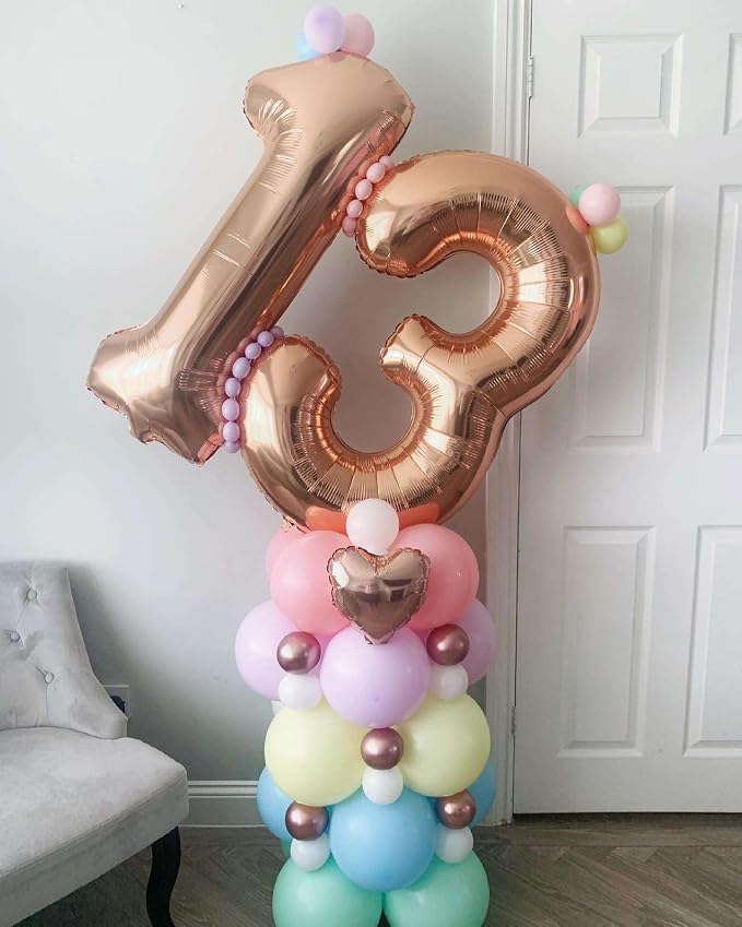 Rose Gold 17 Number Balloons, 40 Inch Giant Number 17 Balloons Foil Mylar - Image 7