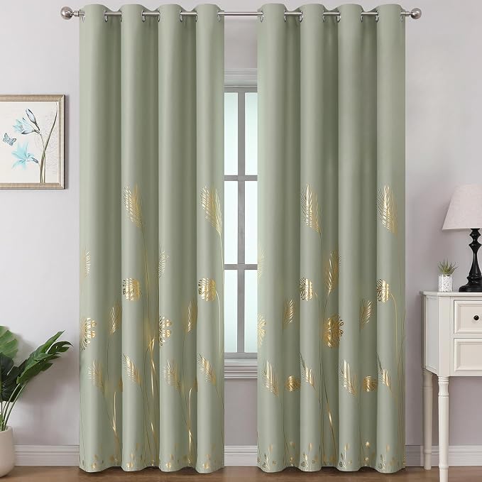 Sage Green Blackout Curtains for Living Room 108 Inch Length 2 Panels Set by ESTELARTEXTILER