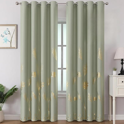 Sage Green Blackout Curtains for Living Room 108 Inch Length 2 Panels Set by ESTELARTEXTILER