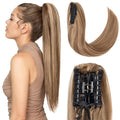 Hairro Claw Clip Ponytail Extension Human Hair Clip In Ponytail Jaw/Claw Jaw On Pony Tail Hairpieces For Women 22 Inch 120g #4P27 Medium Brown Mix Dark Blonde
