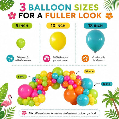 141 Pcs Rainbow Neon Balloon Arch Kit, Hot Pink Lime Green Orange Slate Blue - Image 6