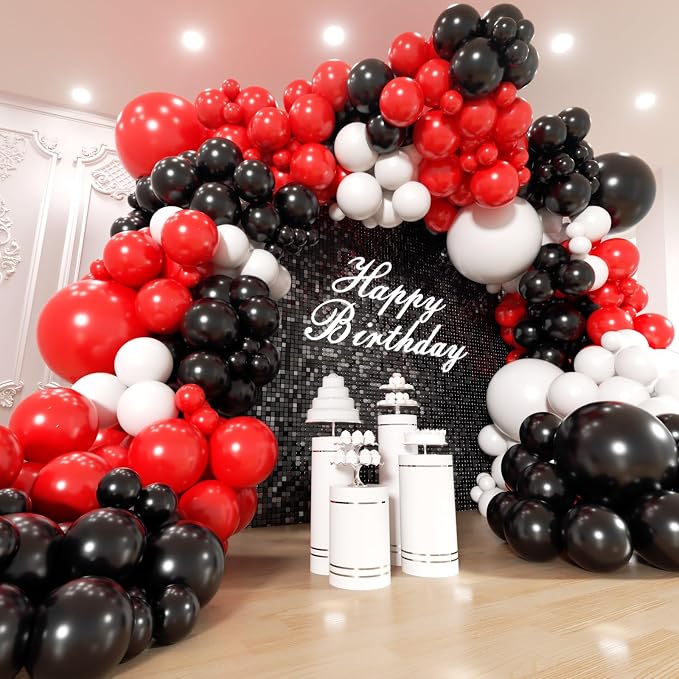 Red and Black White Balloons Garland Arch Kit 200Pcs by Unknown