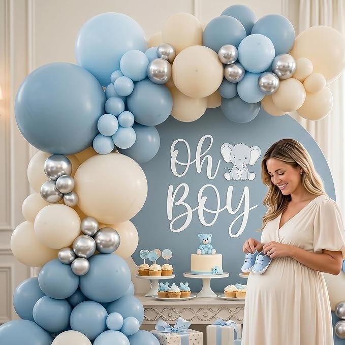 50pcs 12 Inch Dusty Blue Latex Balloons | Premium Helium Haze Blue Balloons - Image 4