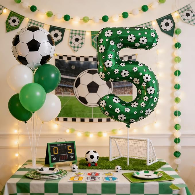 40 Inch Soccer Number 6 Balloons Large Foil Balloon Number 6 Birthday Deco | - Image 5
