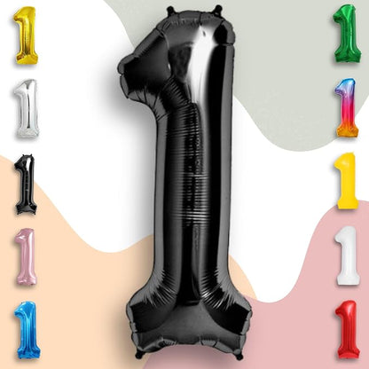 Black Number Balloon 1 Mylar Foil Balloons 16 inch Small - Image 5