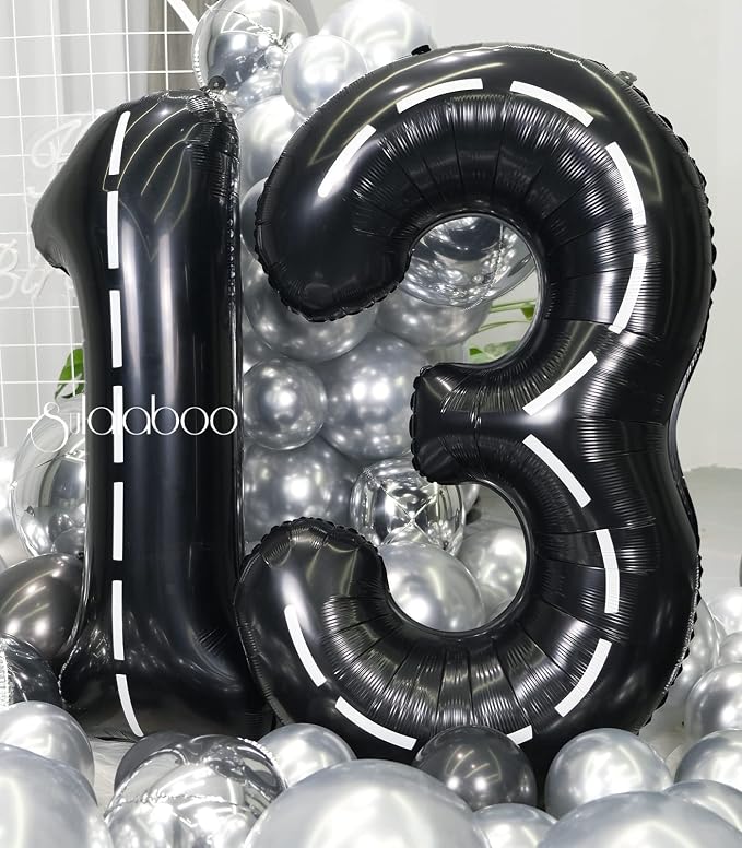 Race Car 40 Inch Black 13 Big Large Helium Balloon Number 0-9 | Track Giant - Image 4
